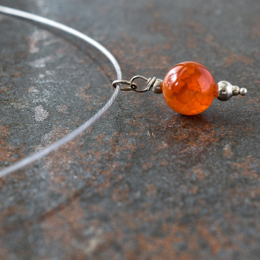 Simplicity Cinnamon Agate on a Steel Slide Necklace