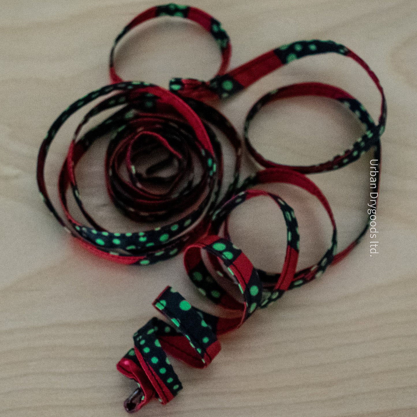 Awesome Handmade African Shoelaces, Red and Black with Green Polka Dots