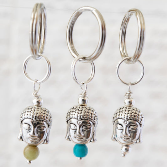 Interchangeables Buddha Pendants with Mixed Stones and Silver Accents