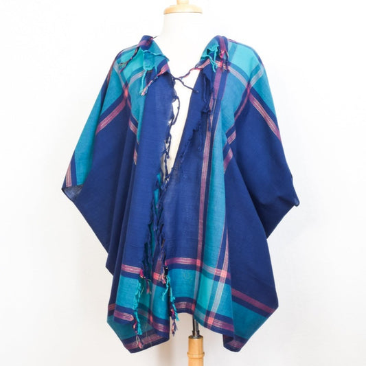 Women's Lightweight Cotton, Cobalt Blue, Open Front, Kimono Top