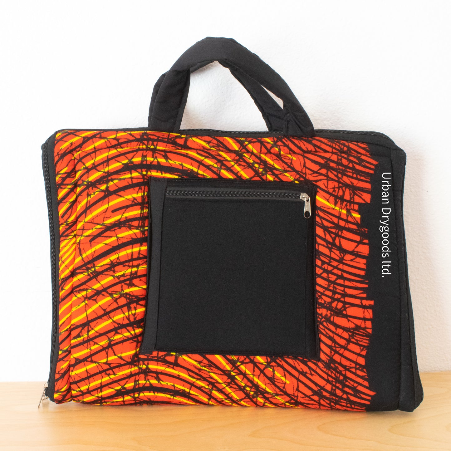 Handmade African Laptop Computer Sleeve. with Black, Yellow, and Red.