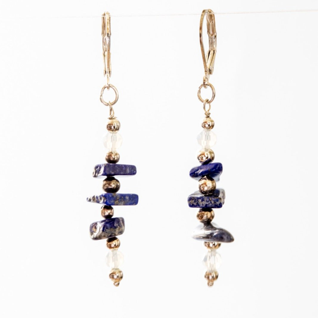 Expressions in Sodalite, Spring Back Dangle Earrings with Sodalite and Opalite