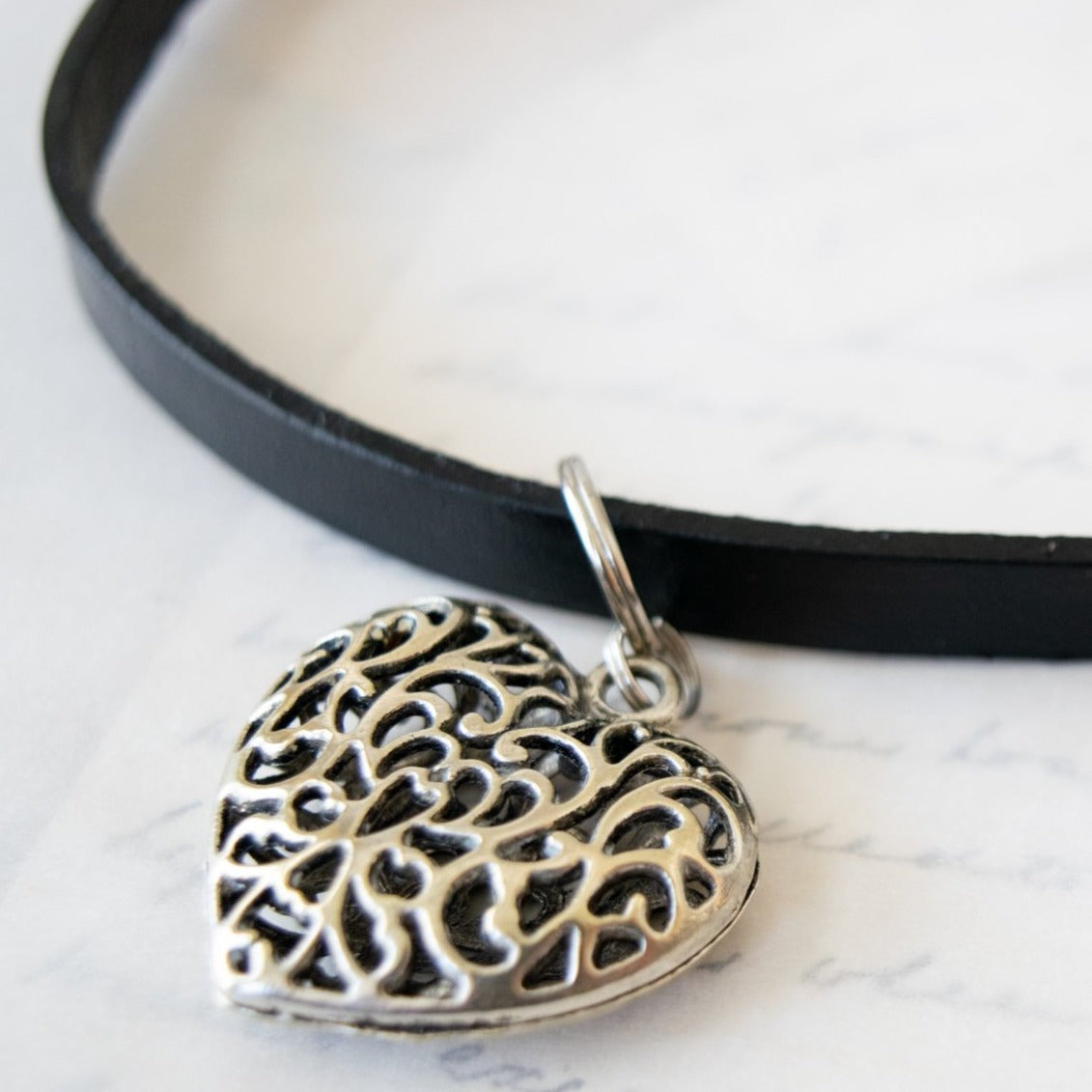 Interchangeables 2 inch Filigree Silver Heart Pendant.