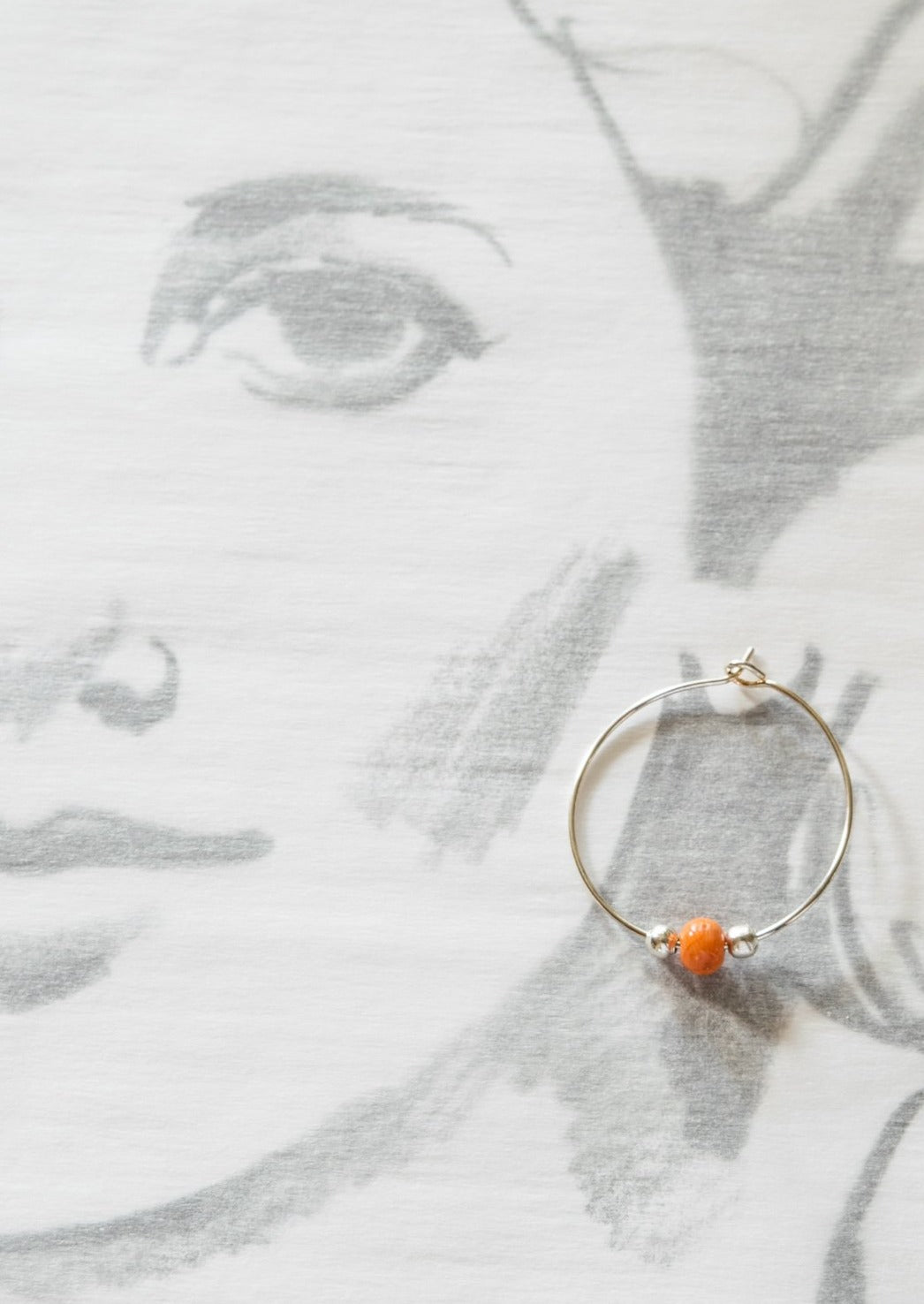 Little Treats, Hoop Earrings with Vintage Pink Coral