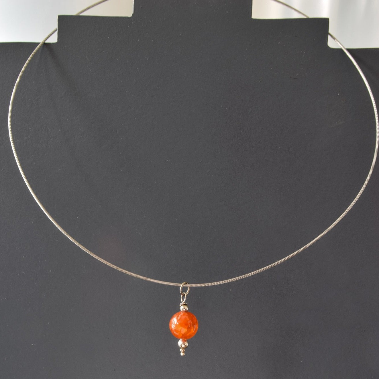 Simplicity Cinnamon Agate on a Steel Slide Necklace