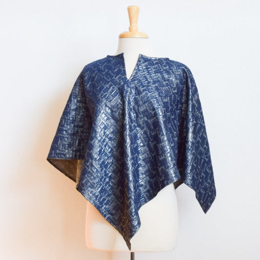 Navy Blue & Silver Ladies Poncho Top