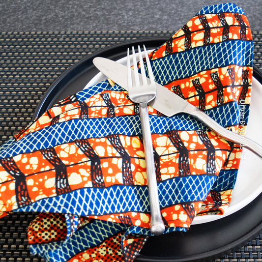 Limited-Edition, Handmade African Cloth Napkins, with Python Pattern, Set of Two