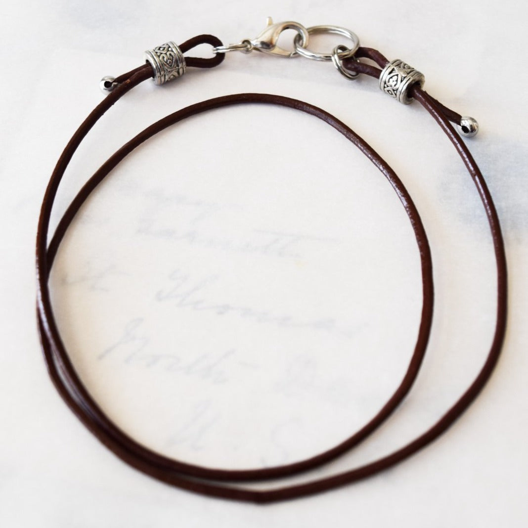 Build your own Necklace, Leather Strands 20'' Adjustable Unisex in Saddle Brown, or Coal Black