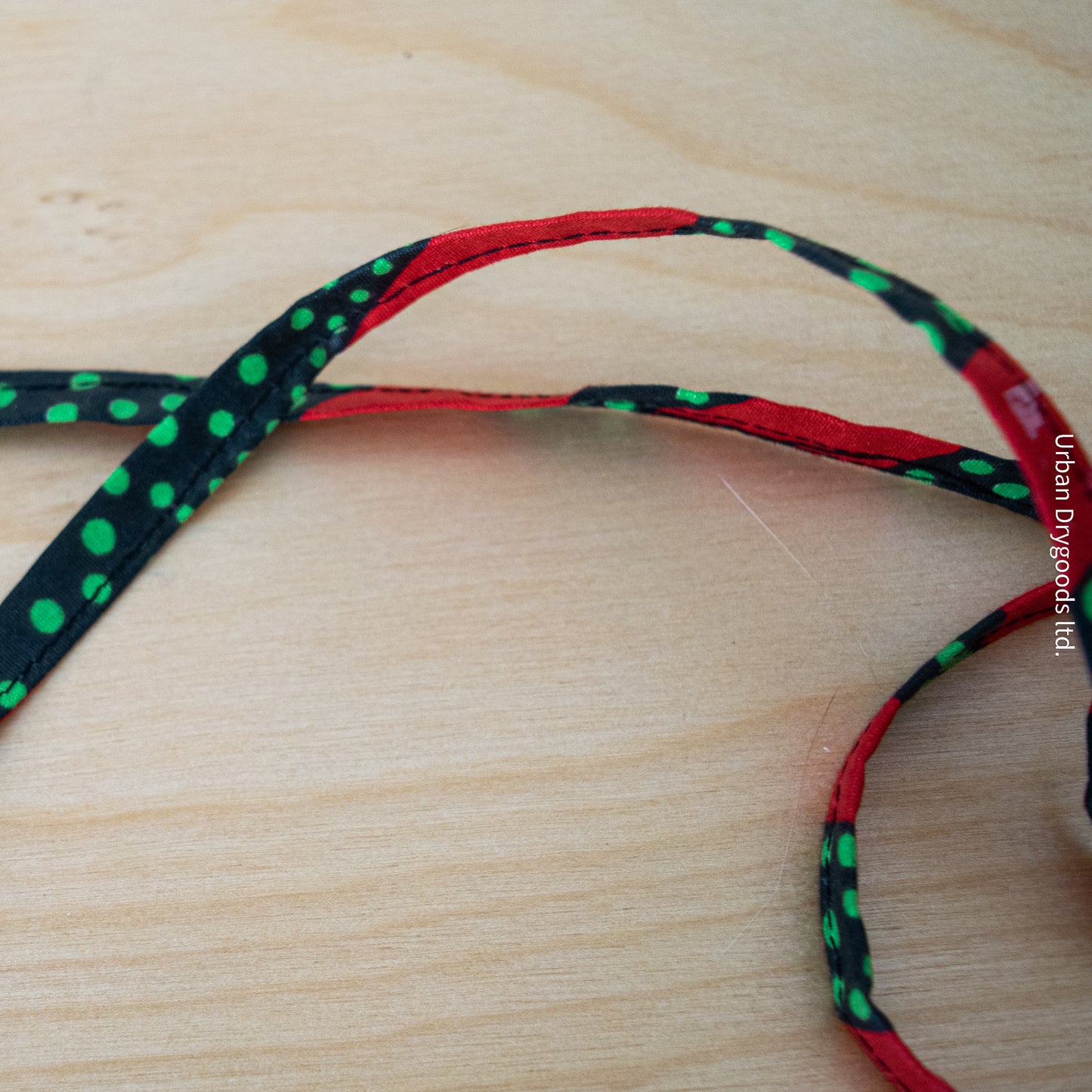 Awesome Handmade African Shoelaces, Red and Black with Green Polka Dots