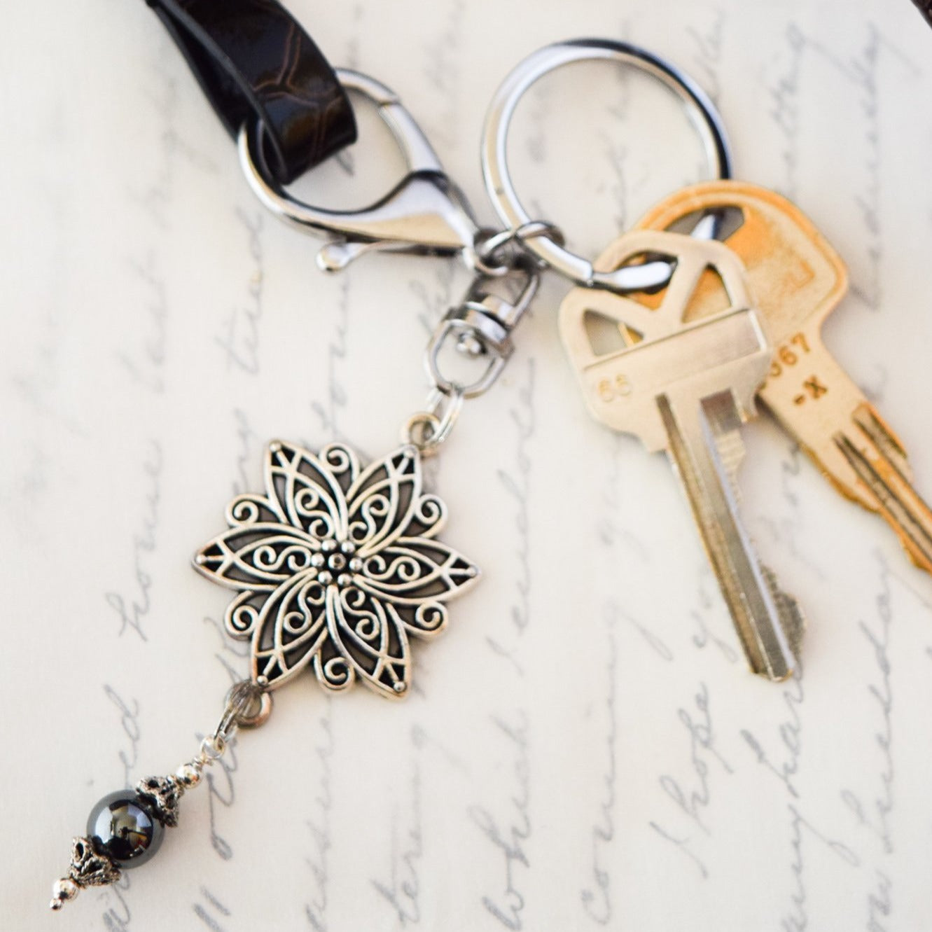 Zip-N-Keys Flower Key Chain, Handbag Charm