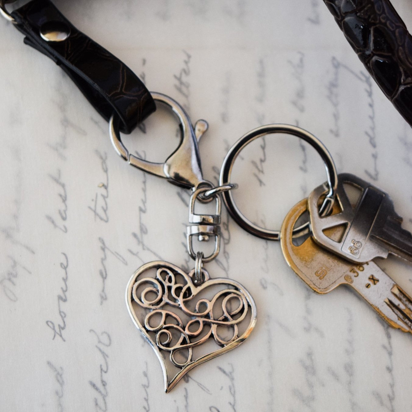 Zip-n-Keys Scribble Heart Keychain, Handbag Charm