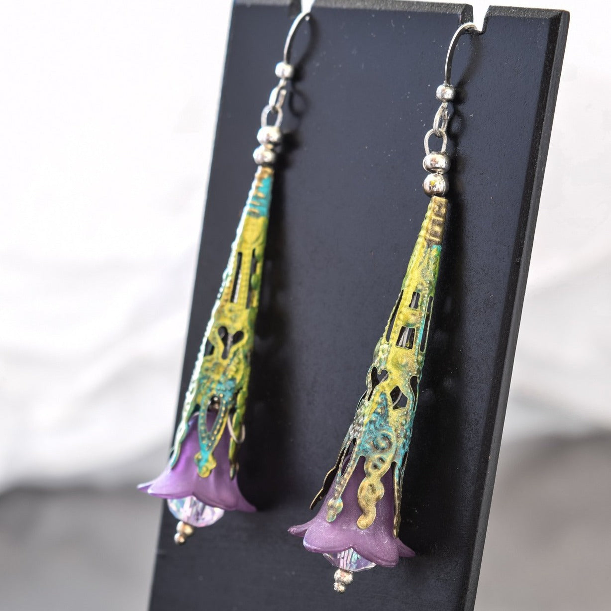 Filigree, Dangle Earrings with Lavender Bells