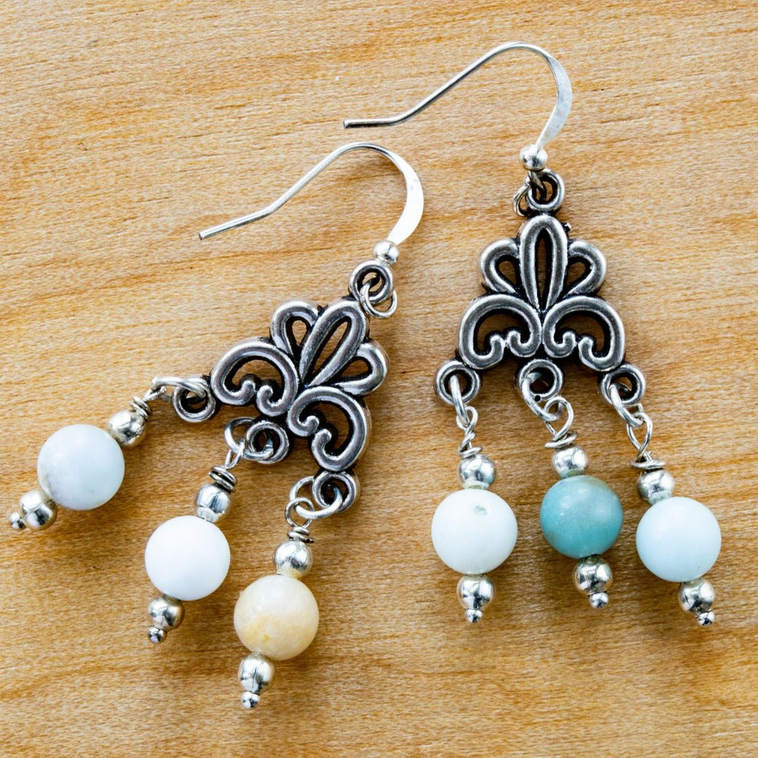 Beginnings, Natural Amazonite Chandelier  Earrings