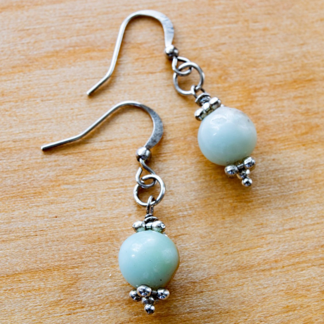 Beginnings, Natural Amazonite Stone & Silver Dangle Earrings