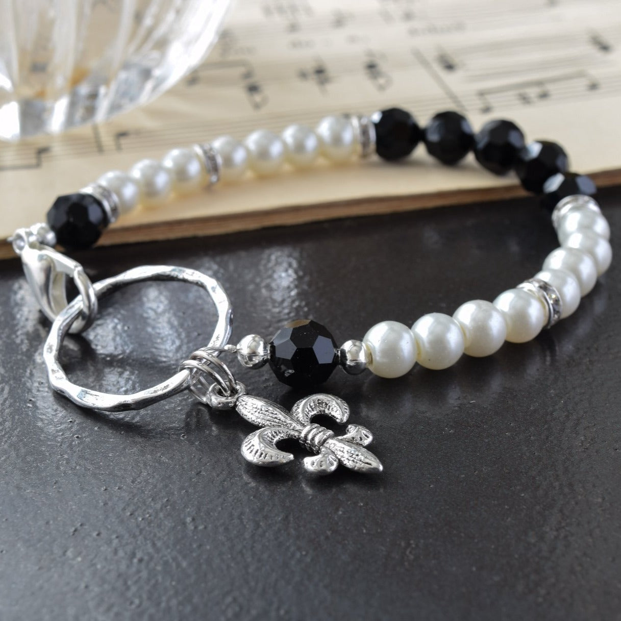 Crystal Bling, Fleur-De-Lis Bracelet