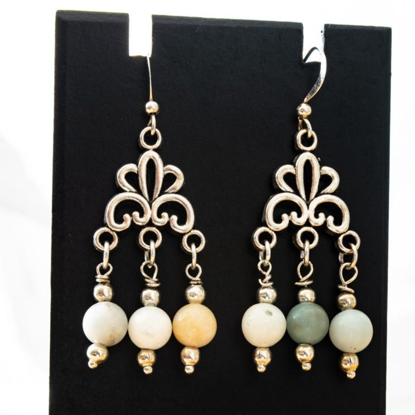 Beginnings, Natural Amazonite Chandelier  Earrings