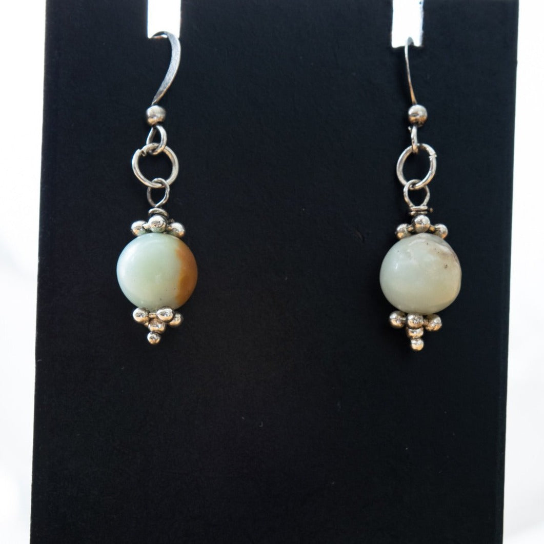 Beginnings, Natural Amazonite Stone & Silver Dangle Earrings