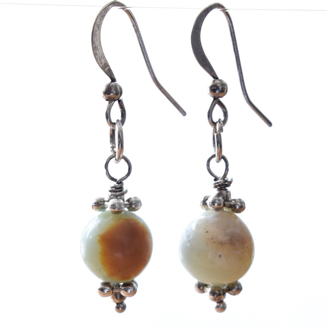 Beginnings, Natural Amazonite Stone & Silver Dangle Earrings