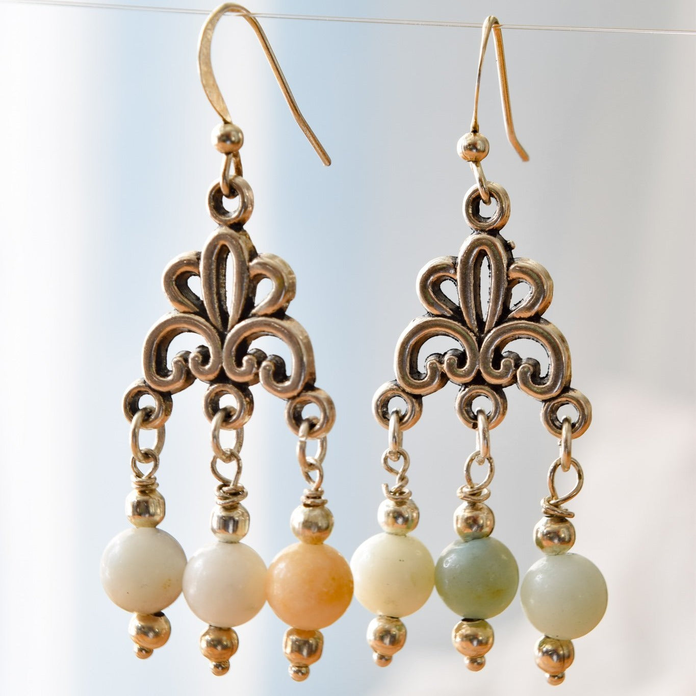 Beginnings, Natural Amazonite Chandelier  Earrings