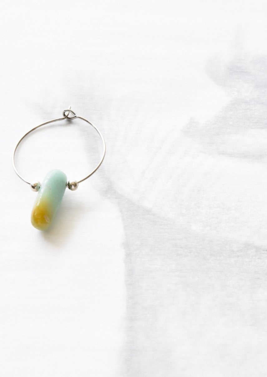 Products Beginnings, Natural Amazonite Nugget Silver Hoop Earrings