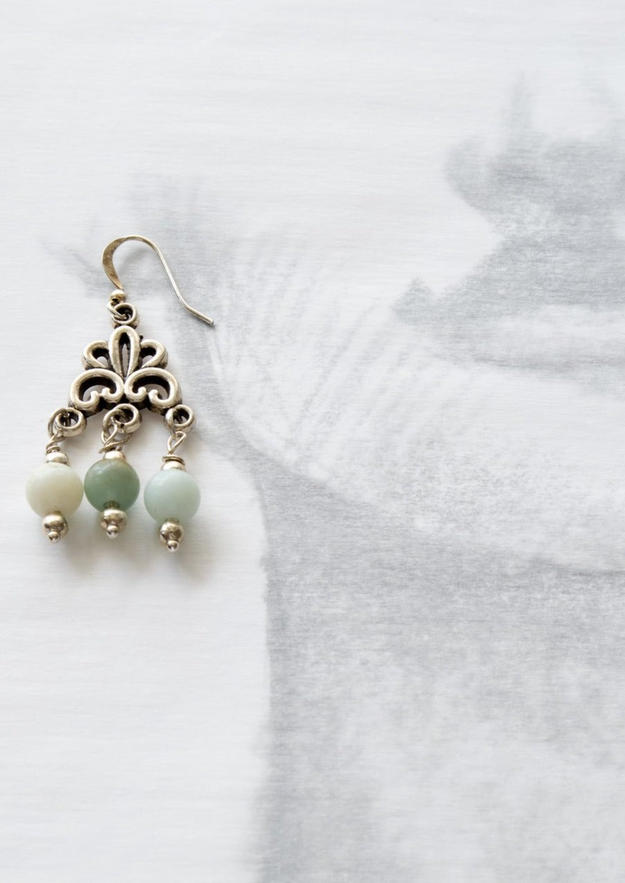 Beginnings, Natural Amazonite Chandelier  Earrings