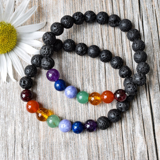 Zariah Colors black lava bracket with a rainbow of semiprecious stone