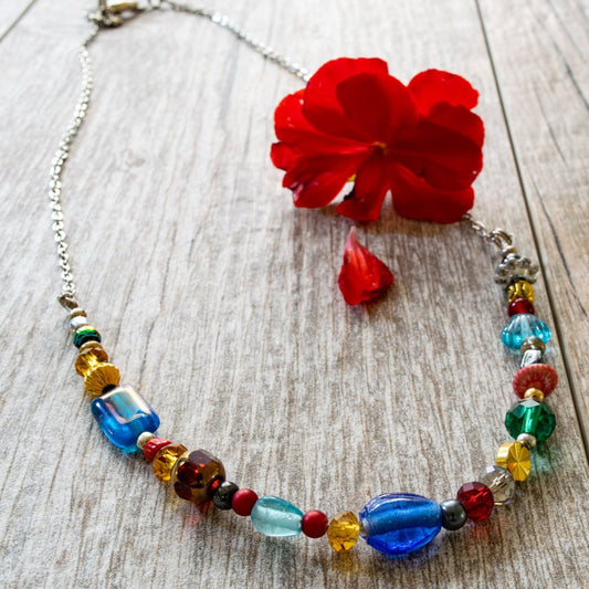 Zahra Colors, Stainless-Steel Chain Necklace with Mixed Colors of Summer