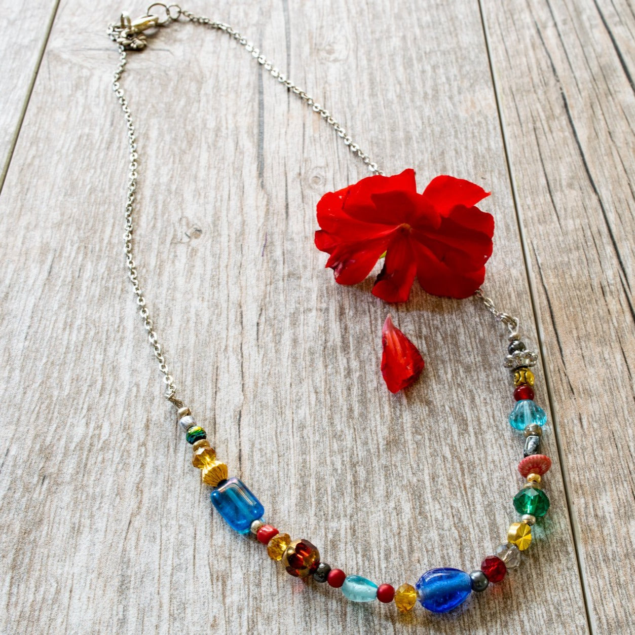 Zahra Colors, Stainless-Steel Chain Necklace with Mixed Colors of Summer