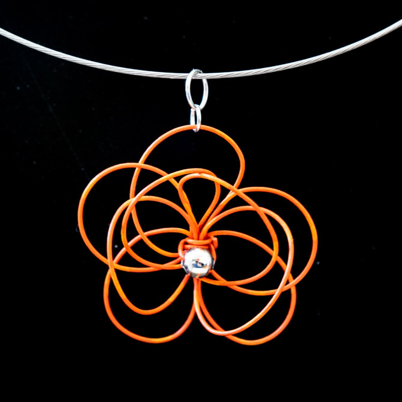 Blooms, Summer Single Bloom Orange Pansy Necklace