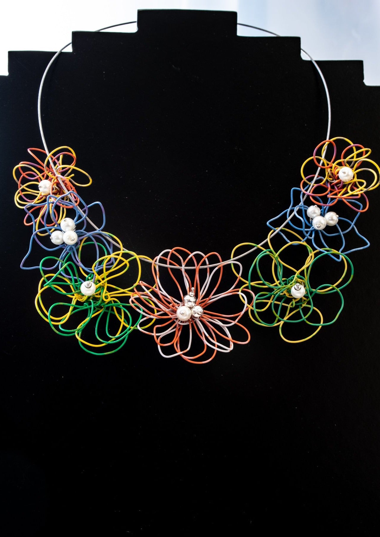 Blooms, Spring Garden Seven Bloom Mixed Colors Necklace