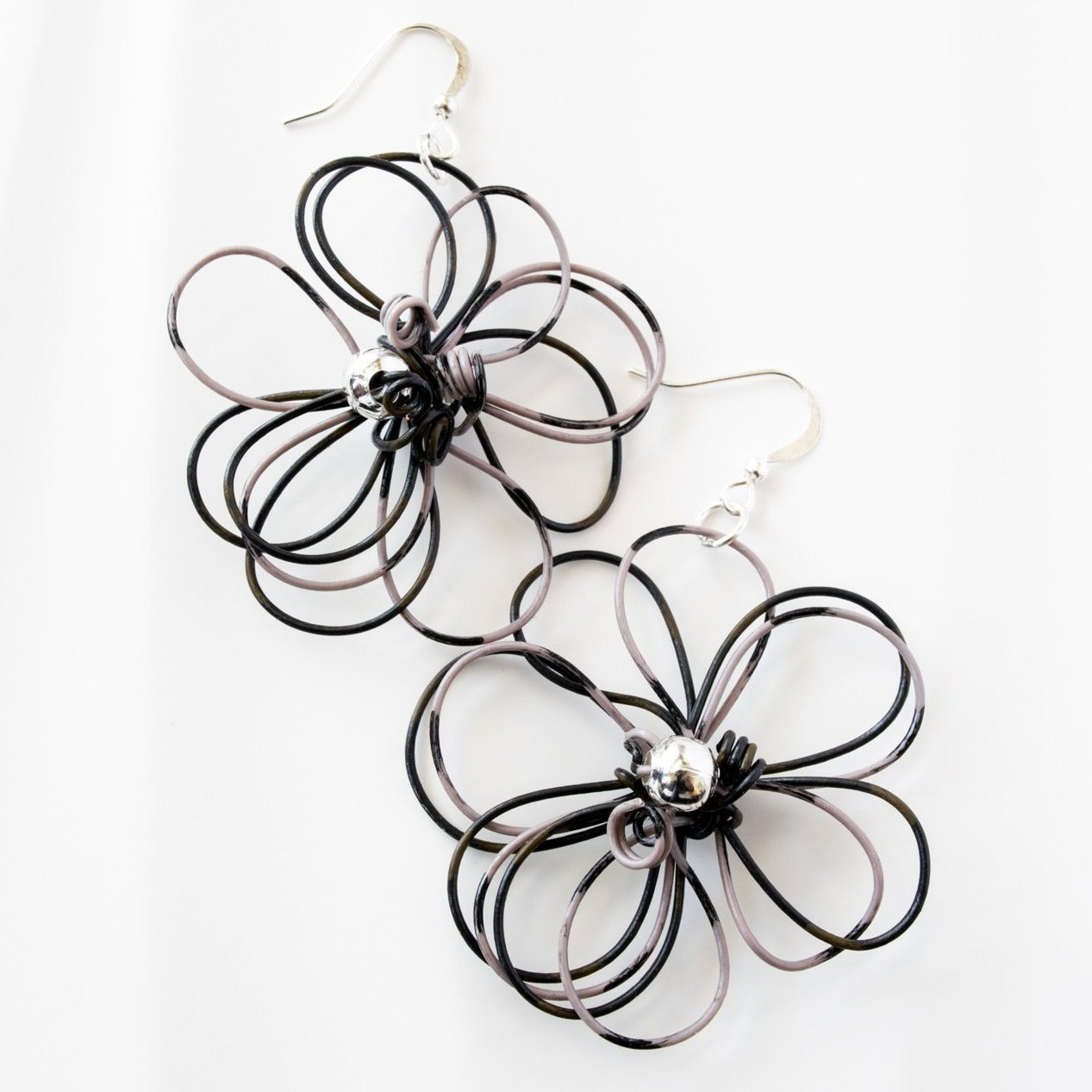 Blooms, Summer Nights Black and Gray Dangle Earrings