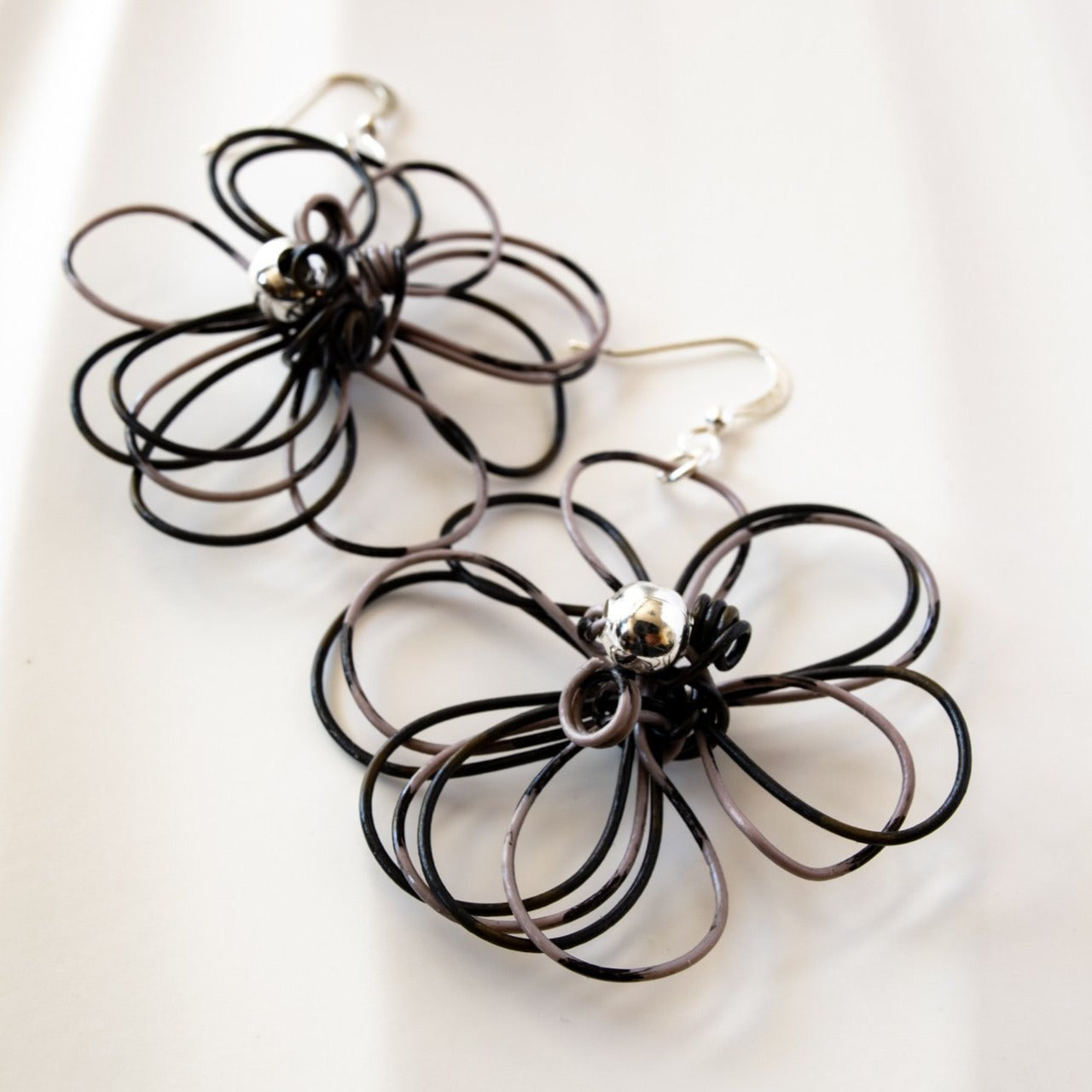 Blooms, Summer Nights Black and Gray Dangle Earrings