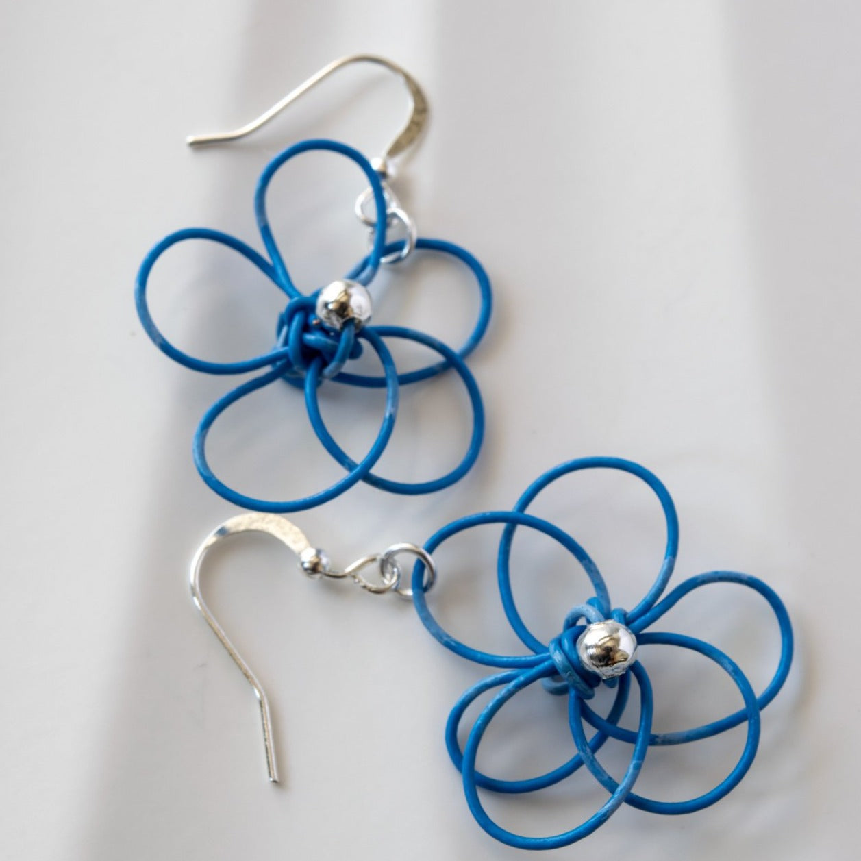 Blooms, Summer Flowers Blue Pansy Dangle Earrings