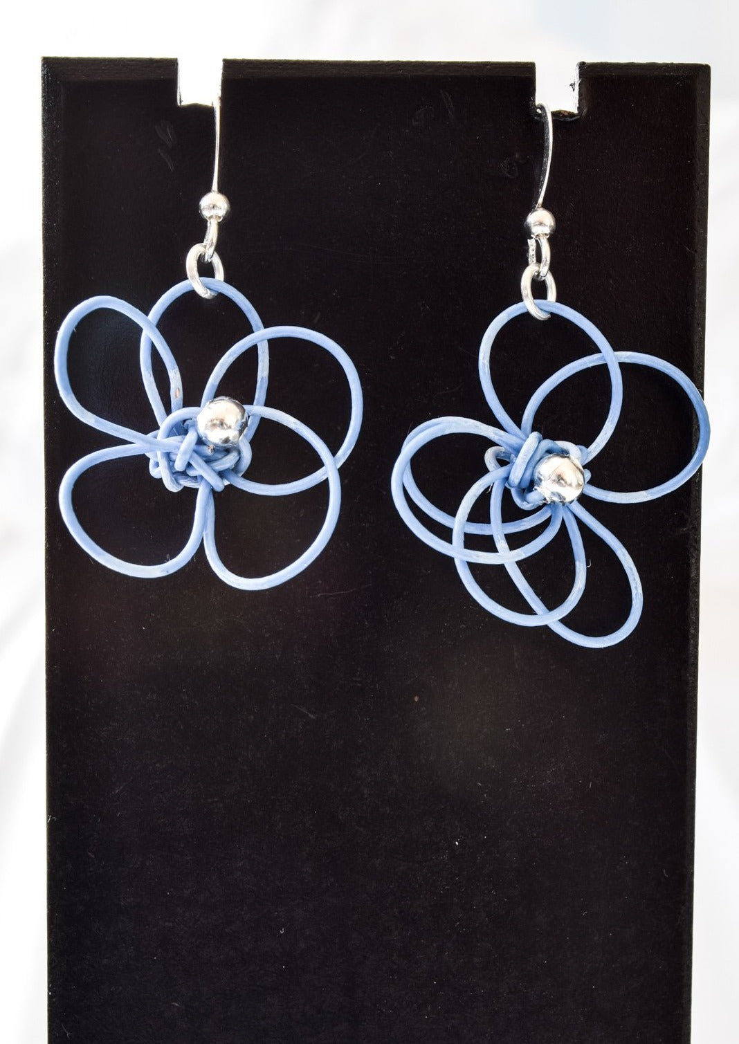 Blooms, Summer Flowers Blue Pansy Dangle Earrings