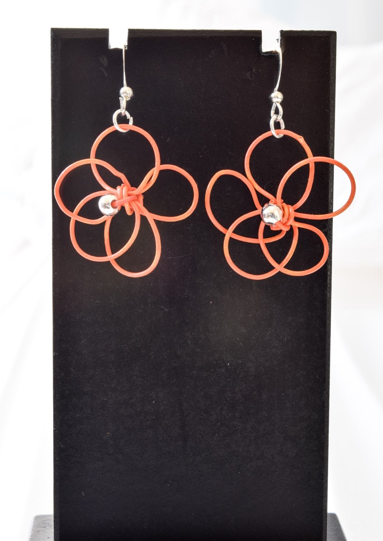 Blooms, Summer Flowers Orange Pansy Dangle Earrings