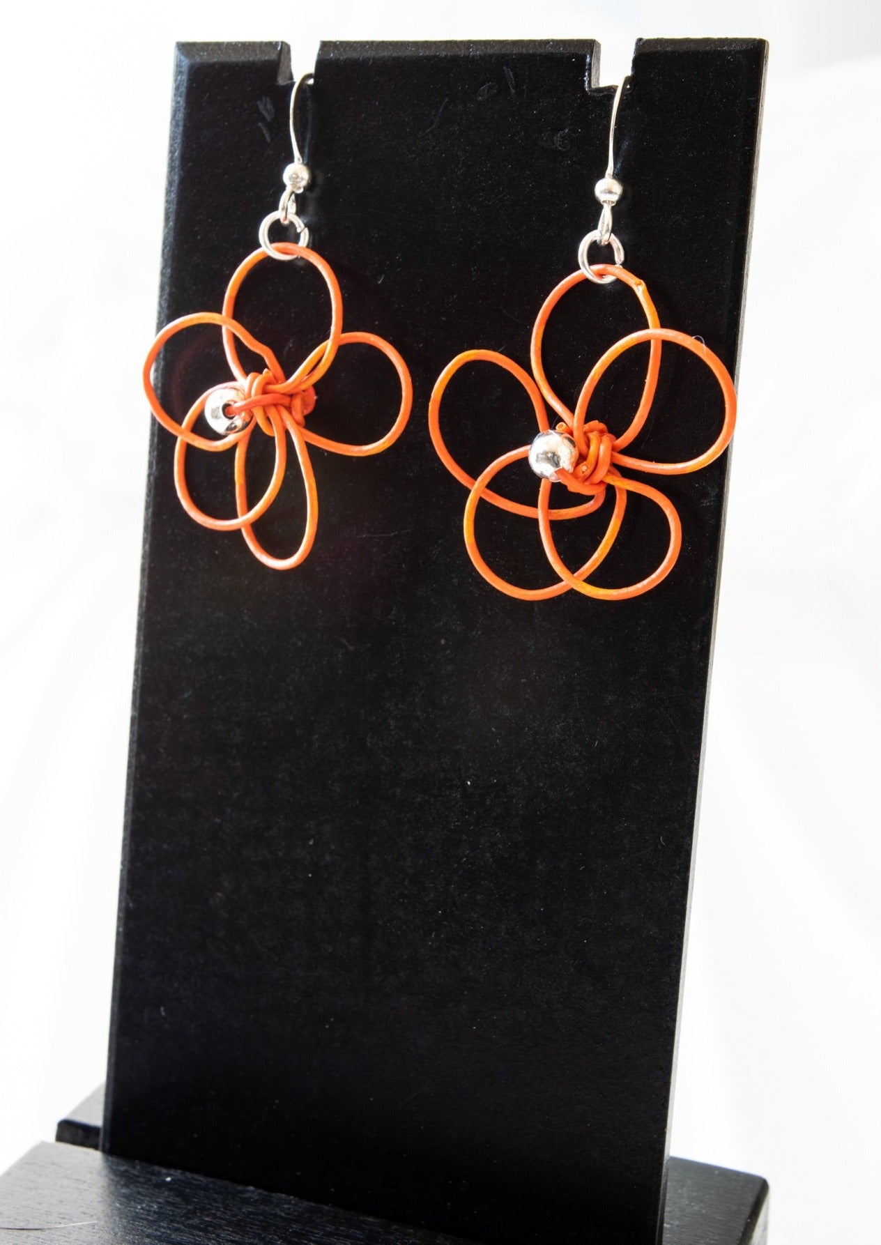 Blooms, Summer Flowers Orange Pansy Dangle Earrings