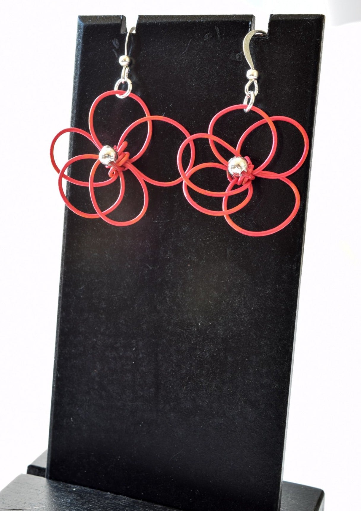 Blooms, Summer Flowers Red Pansy Dangle Earrings