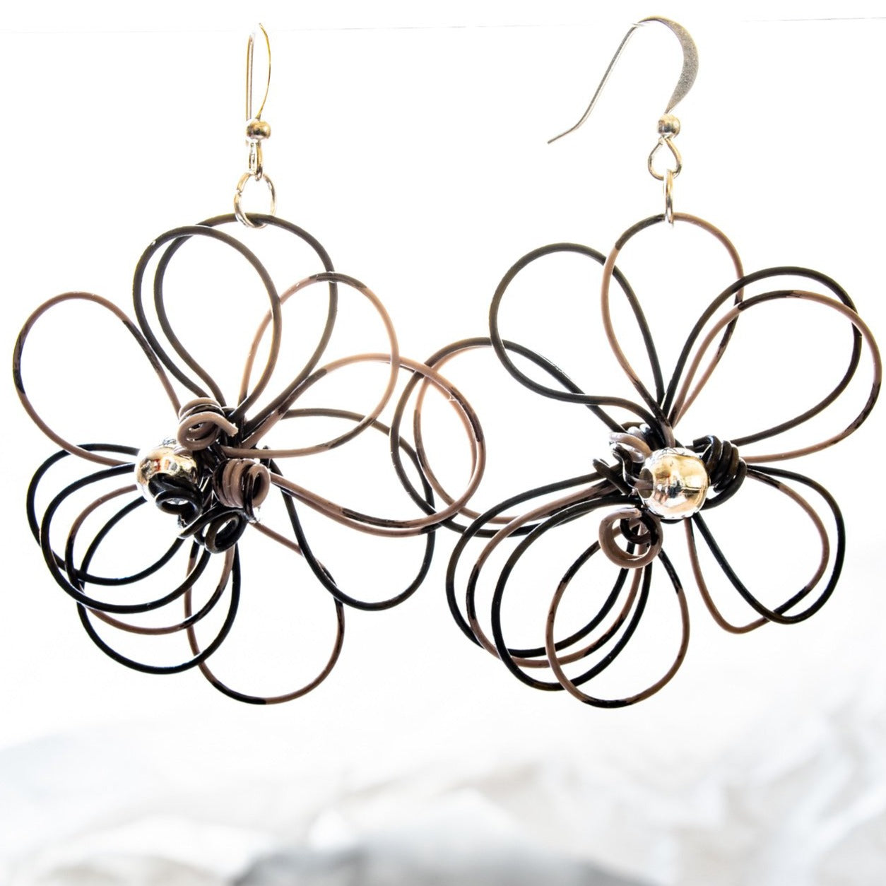 Blooms, Summer Nights Black and Gray Dangle Earrings