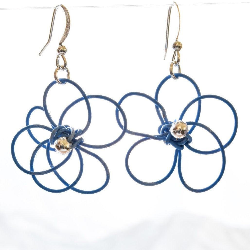 Blooms, Summer Flowers Blue Pansy Dangle Earrings