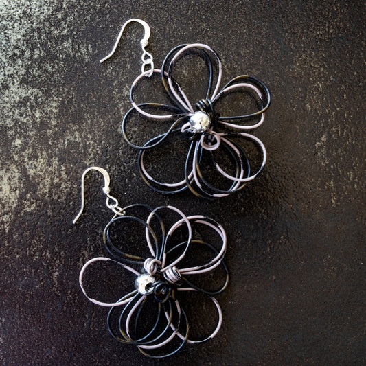 Blooms, Summer Nights Black and Gray Dangle Earrings