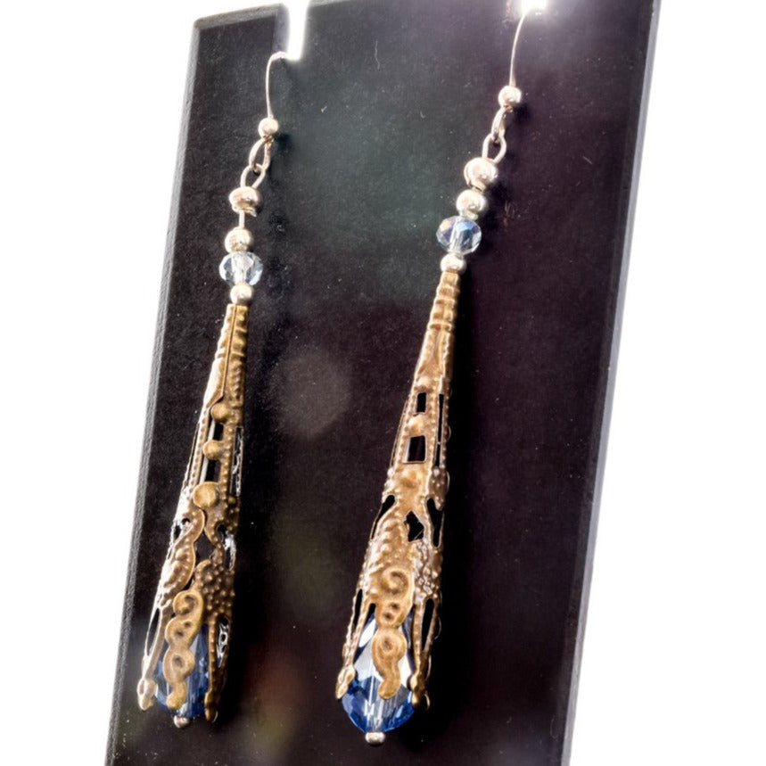 Filigree, Floral Bluebell Dangle Earrings