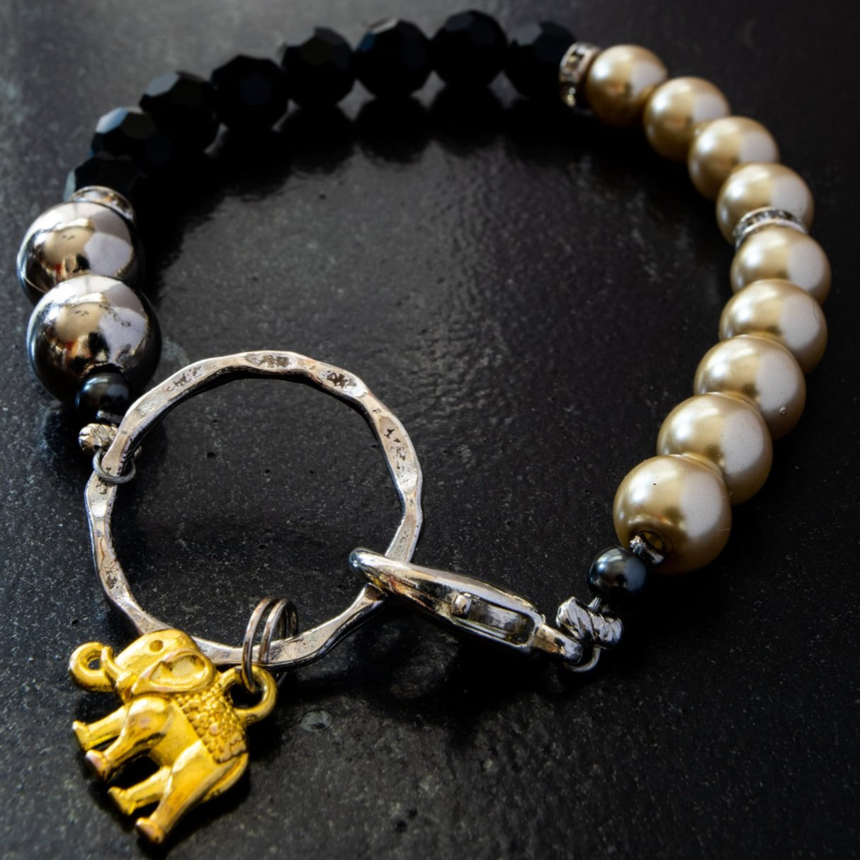 Crystal Bling, Gold Elephant Bracelet