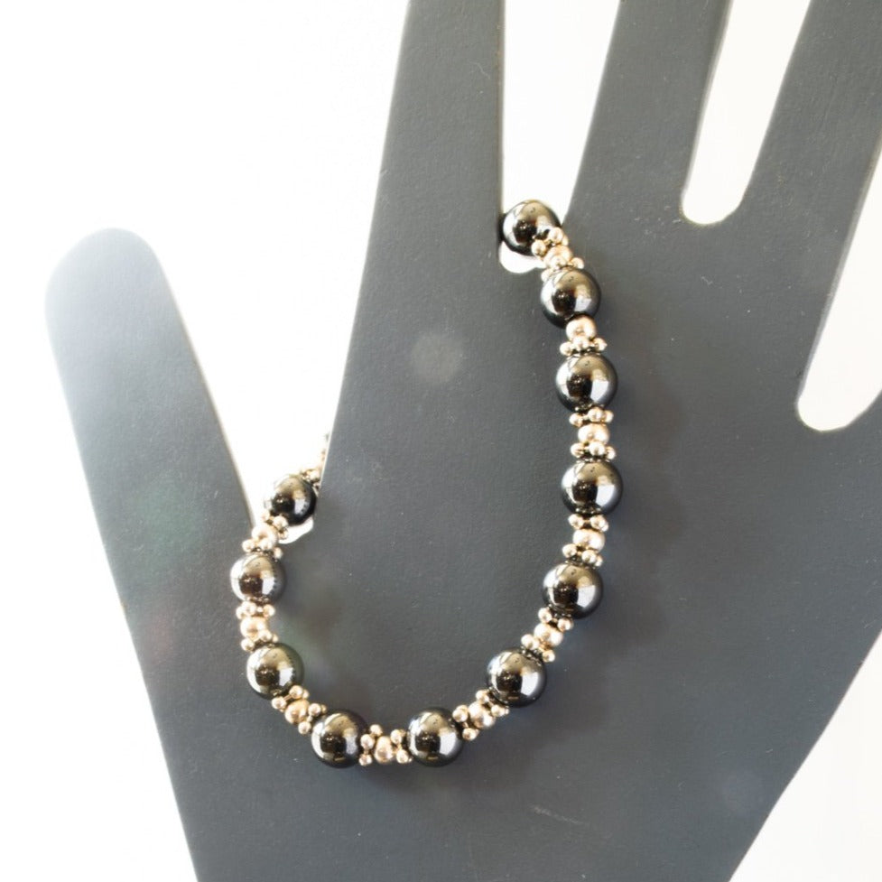 Crystal Bling, Hematite and Silver Bracelet