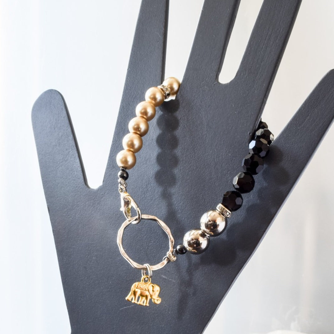 Crystal Bling, Gold Elephant Bracelet