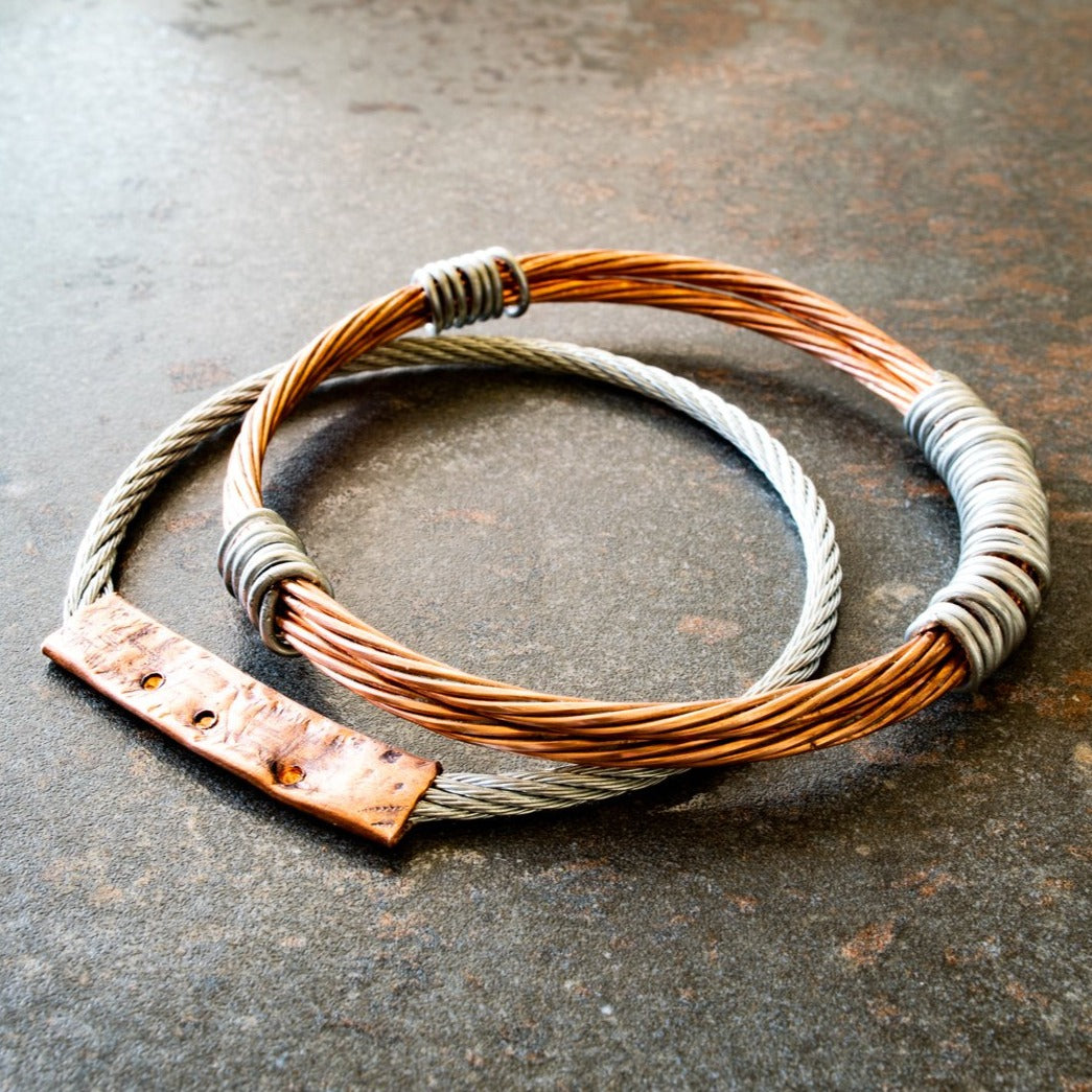 Cable Ties, Copper and Steel Twist Bracelet