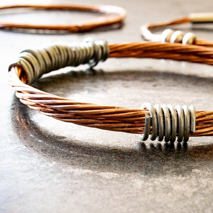 Cable Ties, Copper and Steel Twist Bracelet