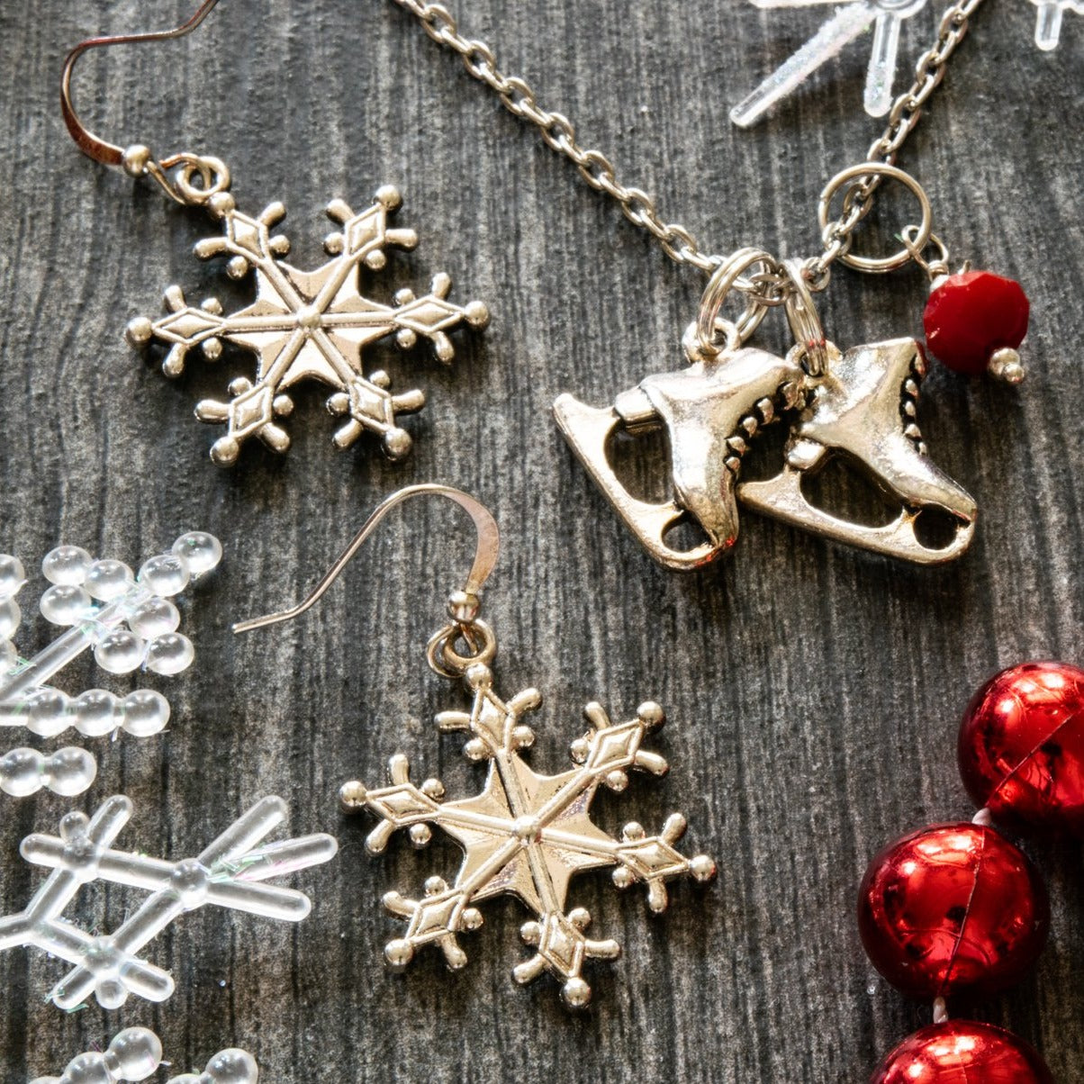 Holidays, Let It Snow - Dangle Earrings with Large Silver Snowflakes