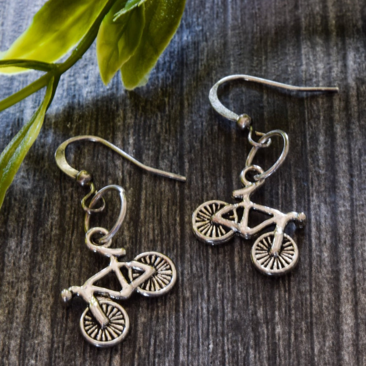 Little Treats, Silver Dangle Earrings with Bicycles