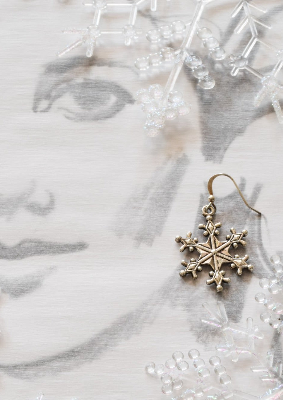 Holidays, Let It Snow - Dangle Earrings with Large Silver Snowflakes