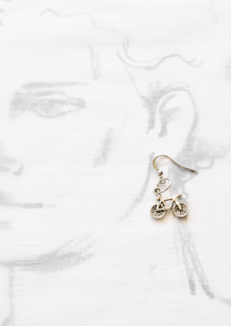 Little Treats, Silver Dangle Earrings with Bicycles